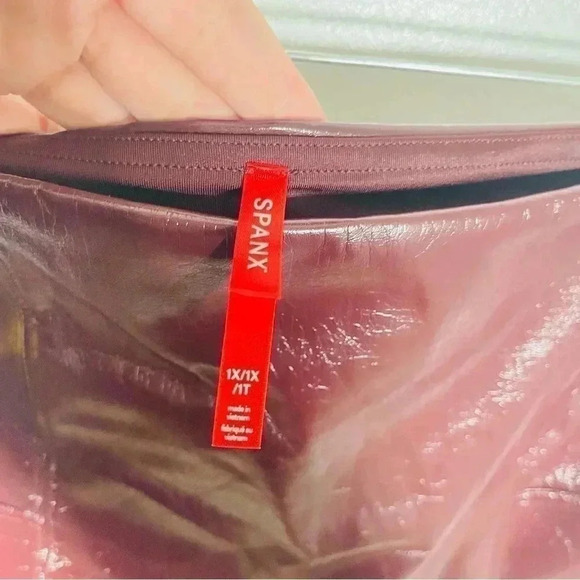NEW PANX Faux Patent Leather Leggings Ruby Red Glossy Club 1X Bodycon - Picture 5 of 8